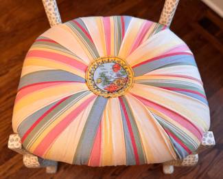 Pair of MacKenzie-Childs Freckle Fish Chairs with Multi Color Seats. Each Measures 21" W x 42" H x 17.5" with 19.5" Seat Height. Photo 5 of 5. 