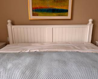 Crate & Barrel-Style Bead Board King Bed Frame. Pictured With Mattress, Sferra & Serena & Lily Bedding. Measures 86" W x 90" D x 50" H. Photo 2 of 3. 