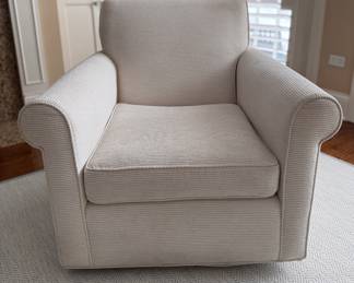 Pair of Custom Upholstered Swivel Club Chairs. Each Measures 36" W x 38" D. Photo 1 of 2. 