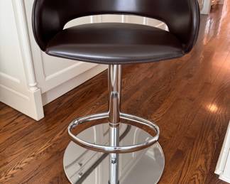 Pair of Chocolate Brown Leather Adjustable Height Counter Stools. Each Measures 18" D x 21" H. Photo 1 of 4. 