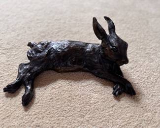 "Resting Rabbit," Bronze. William H. Turner. Measures 12" W. Photo 1 of 2. 