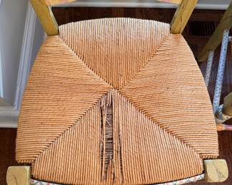 Set of 6 MacKenzie-Childs Light Flower Basket Side Chairs with Rush Seats. Each Measures 17.5" W x 16" D x 39" H with 19" Seat Height. 3 Have Imperfections. Photo 6 of 7. 