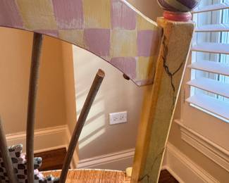 Set of 6 MacKenzie-Childs Light Flower Basket Side Chairs with Rush Seats. Each Measures 17.5" W x 16" D x 39" H with 19" Seat Height. 3 Have Imperfections. Photo 7 of 7. 