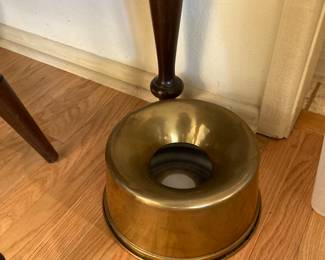 brass spittoon with enamelware insert