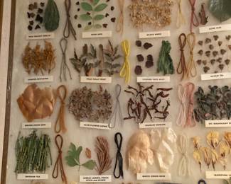 large framed Native American dye samples