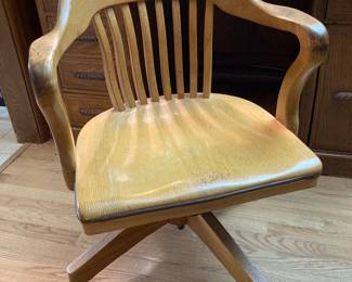 Oak rolling desk chair