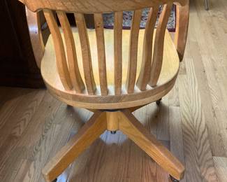 Oak rolling desk chair