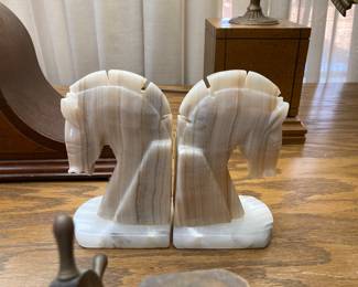 carved horsehead bookends 
