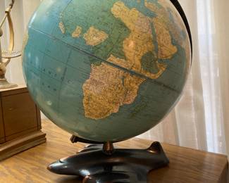 1930s Weber-Costello globe on art deco stylized airplane base