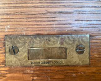 Detail—roll-top Corbin Cabinet Lock Co 