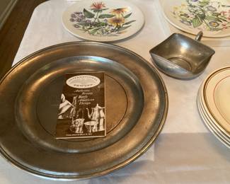 pewter plate and cup