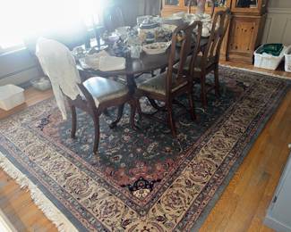 room Sized Rug, Diningroom set w/ table chairs, display cabinet