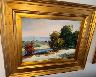 20th century river landscape signed Clifton (Zhao Huxie "Clifton" I think)