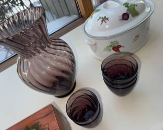 Andrea Oven to Table cookware, and Amethyst glass