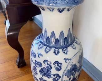 Blue + White Ceramic Chinoiserie vase