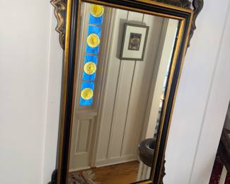 hand-painted Chinoiserie wall mirror with Bird and floral motifs