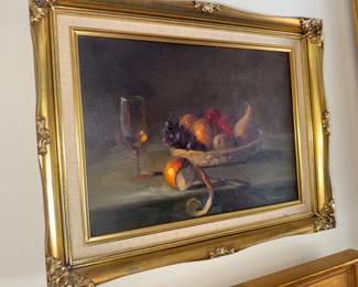 Vintage still life oil painting S.C. Frocasso signed