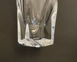 K13 - $20. Orrefors crystal vase. In original box. Measures 6” tall.