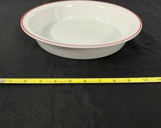S20 - $30. "Made In" 9" Pie Plate with Red Rim.