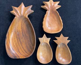 K17 - $20. Vintage acacia/teak wood pineapple shaped serving bowls.