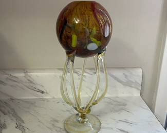 B15 - $25. Krosno Josefina Pedestal Blown Glass (vase? oil diffuser?) Open top. Measures 12" tall.