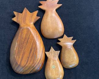 K17 - $20. Vintage acacia/teak wood pineapple shaped serving bowls.