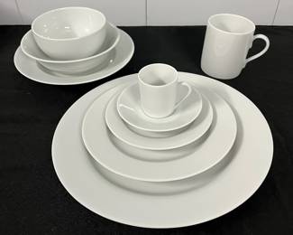 S28 - $1,150. Apilco Porcelain White. Made in France. Complete Service for 8 in Excellent Condition. (William Sonoma retail is just over $2000.)