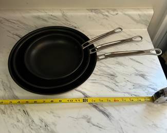 S44 - $350. 3 Pc Hestan Pans. Thomas Keller Insignia 8.5", 11", 12.5". Non Stick.