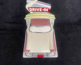 K39 - $15. Single Drive-In bookend. Some crazing. Measures 6”w x 6”d x 7.25”t.