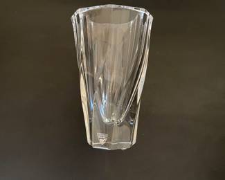 K13 - $20. Orrefors crystal vase. In original box. Measures 6” tall.