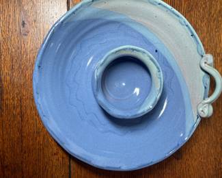 K30 - $40. Studio pottery catch all tray. Beautiful colors and signed Deguzman. Measures 10” diameter.