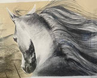 K25 - $150. Black and white horse art. Limited Edition print signed/numbered. Measures 27.5”w x 21.5”t.
