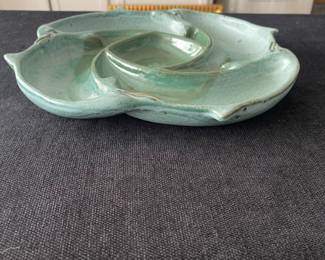 K45 - $30. Unsigned Dolphin pottery serving/catch-all dish. Measures 12” x 12”.