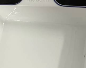 S19 - $100. Set of 3. "Made In" brand with Navy Rim/ 3 Pc Bakeware Set. 9" x 13" Baking Dish, Oval Gratin Dish 10" x 6.6", Baking Dish 8" x 8". All in excellent condition. Made in France