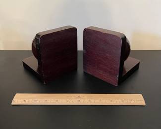 K19 - $45. Vintage MCM wood sphere bookends. Some dings noted.