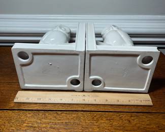 K35 - $20. White glazed ceramic owl bookends.