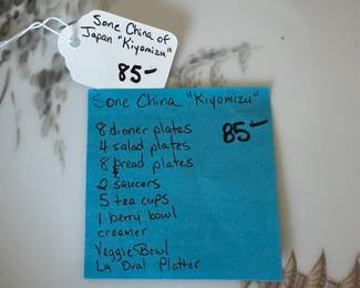 S55 - $85. Sone China of Japan "Kiyomizu"