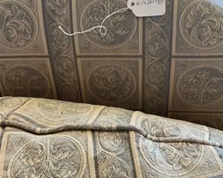 B11 - $125. Oversized Chair with Chippy Painted wooden frame. Measures 41.5" wide x 20.5" deep x 42.5" tall. Very comfortable - sits a little low right in the middle.