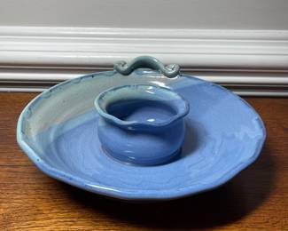 K30 - $40. Studio pottery catch all tray. Beautiful colors and signed Deguzman. Measures 10” diameter.