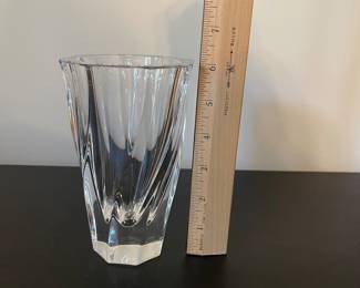 K13 - $20. Orrefors crystal vase. In original box. Measures 6” tall.