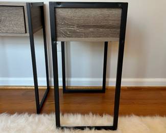B8 - $40. Pair of Lightweight Nightstands. Measures 16.25" wide x 12" deep x 23.5" tall. Drawers slide easily.