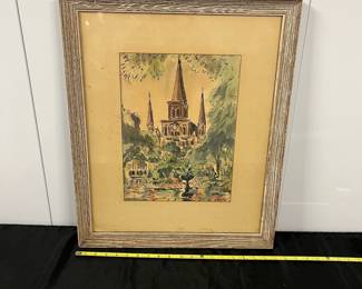 S37 - $40. Framed Watercolor signed M. Neeld (Martin Neeld) Measures 19" x 23".