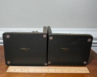 K33 - $35. Montana Silversmiths Elmer Horses Laying Reclining Vintage Western Bookends.