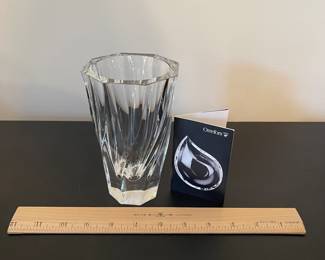 K13 - $20. Orrefors crystal vase. In original box. Measures 6” tall.