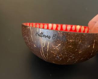 K16 - $25. Set of 4 Hatteras Bowls made from coconut shells and lined with mother of pearl.
