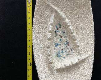 K27 - $45. MCM popcorn glaze large catch-all/ashtray. No cracks or chips. Measures 15” x 10”.