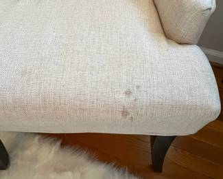 B5 - $25. Baxton Studio single side chair. 23" wide x 35" tall. Has a stain from a drink on the front - we did not try to clean.