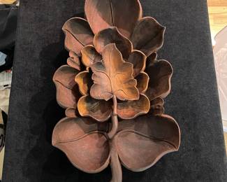 K18 - $50. Vintage hand carved monkey pod leaf shaped serving dishes.