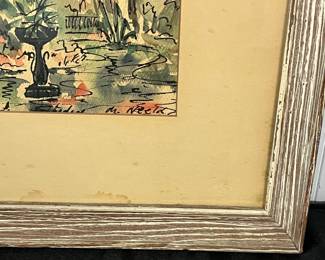 S37 - $40. Framed Watercolor signed M. Neeld (Martin Neeld) Measures 19" x 23".