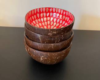 K16 - $25. Set of 4 Hatteras Bowls made from coconut shells and lined with mother of pearl.